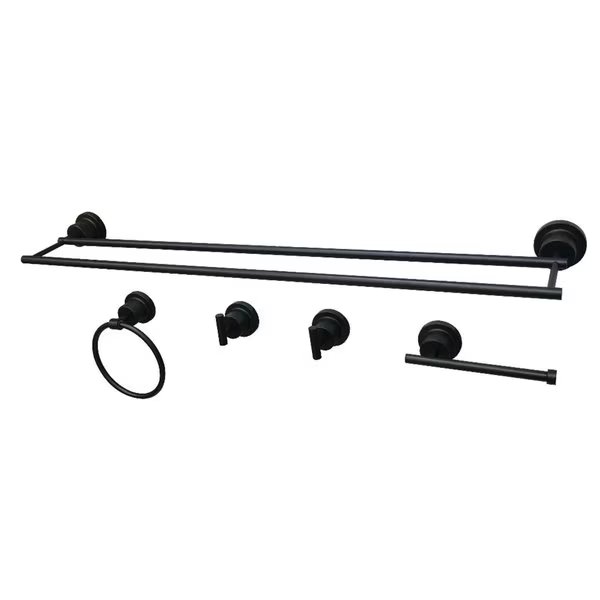 BAH821330478MB Concord 5-Piece Bathroom Accessory Set, Matte Black, Kingston Brass, Mfr#: BAH821330478MB
